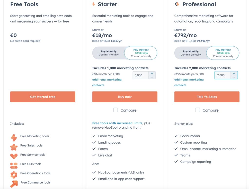 HubSpot Review: Marketing Prices for individuals and small teams