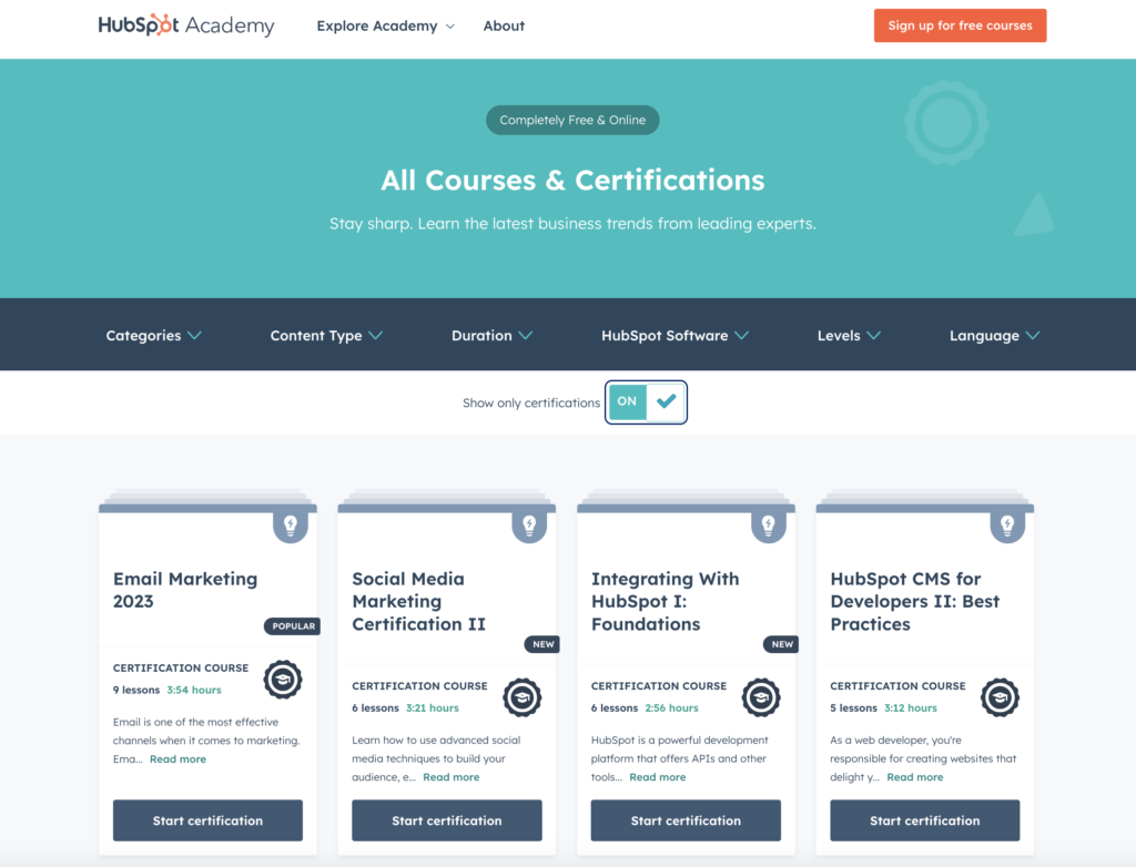 HubSpot review: HubSpot Academy