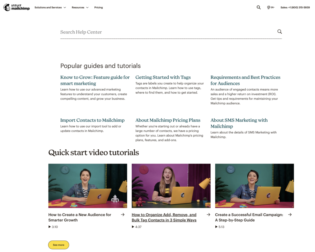 Mailchimp Review: Help Center and Tutorials