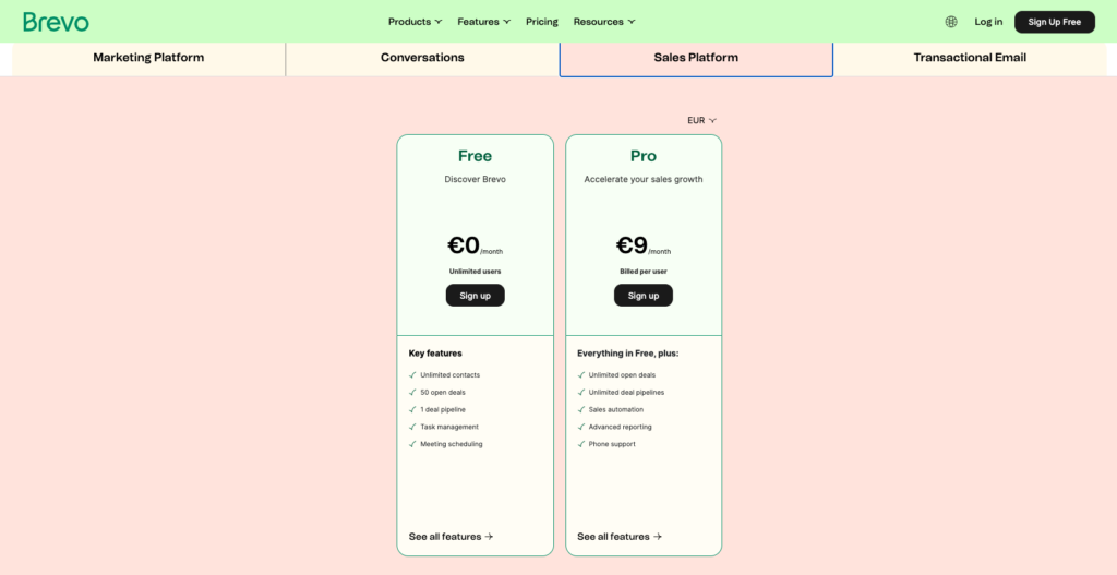 Brevo Review: Pricing Sales Platform
