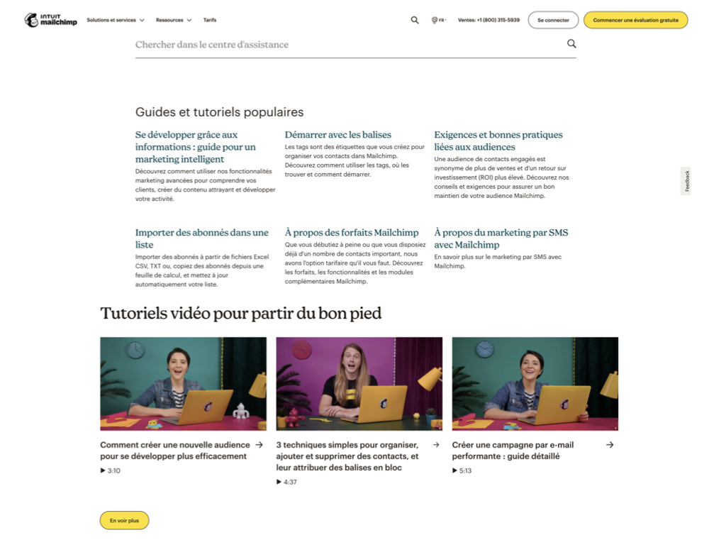 Avis Mailchimp: Centre d'assistance et Tutoriels