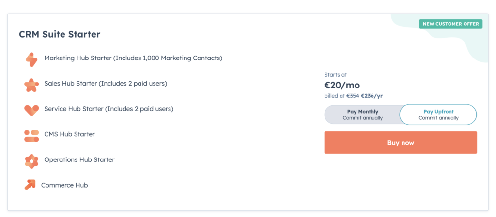 HubSpot Review: CRM Suite Starter offer 